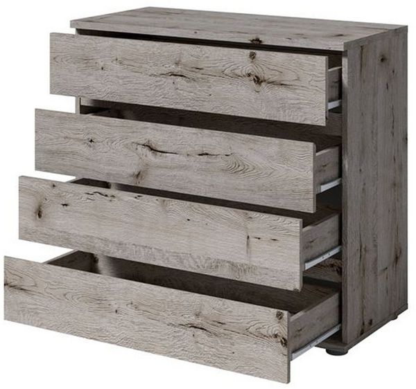 Lomadox Kommode TORTONA-166, Sideboard Schubkastenkommode, 92cm breit, Eiche