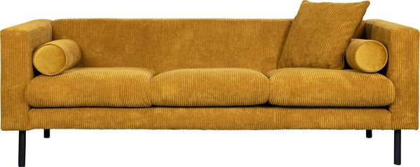 Home affaire 3-Sitzer Lillibeth Designsofa mit Wellenunterfederung, Maße B/T/H: 218/74/83 cm, Zierkissen als Wendekissen, Bezug Samtoptik oder Cord