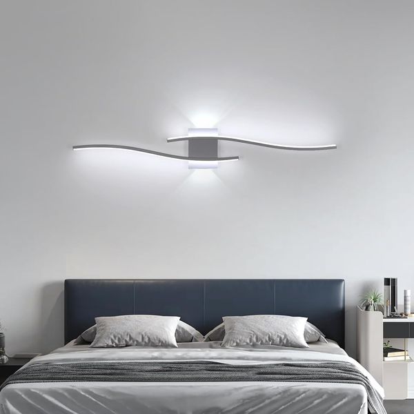Comely Wandleuchte Innen, 27W 3000LM Moderne Wandlampe Innen, Weiß Wandleuchte LED für Schlafzimmer, Arbeitszimmer, Wohnzimmer