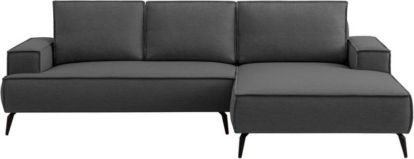 Home affaire Ecksofa TVINNU, L-Form, 275cm, in Cord und Leinenoptik, wahlweise Recamiere rechts/links, schwarze Füße, bequemer Sitzkomfort