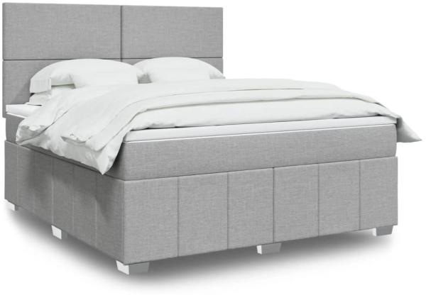 vidaXL Boxspringbett mit Matratze Hellgrau 180x200 cm Stoff 3294040