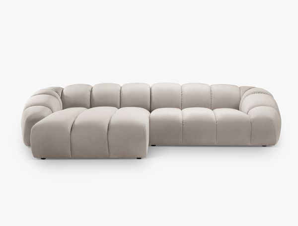 Micadoni Ecksofa Diana 4-Sitzer Links Samt Beige
