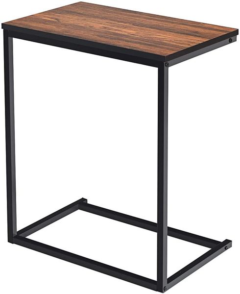 COSTWAY Beistelltisch Metall + Holz 55 x 35 x 65 cm Hellbraun