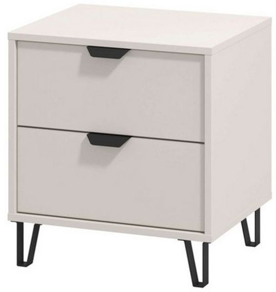 INOSIGN Nachtkommode Lucca Nachttisch, Nachtschrank, Trendfarbe cashmere, 48x40x52cm, 2 Schubladen mit Glasfront, FSC®-zertifizierter Holzwerkstoff