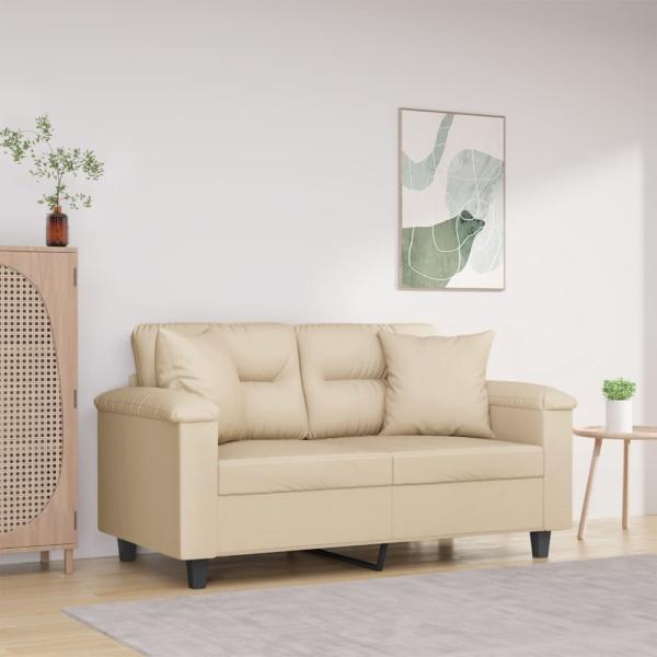 vidaXL 2-Sitzer-Sofa mit Kissen Creme 120 cm Mikrofasergewebe 3200969