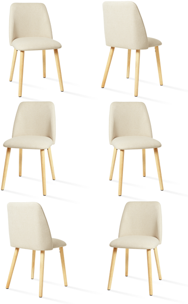 GOEURVANT 421 Esszimmerstühle 6er-Set, Webstoff - Beige