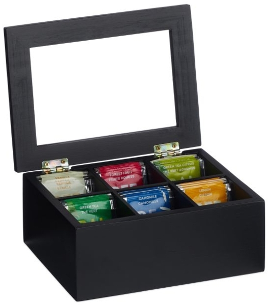 Schwarze Teebox mit 6 Fächern 10047508