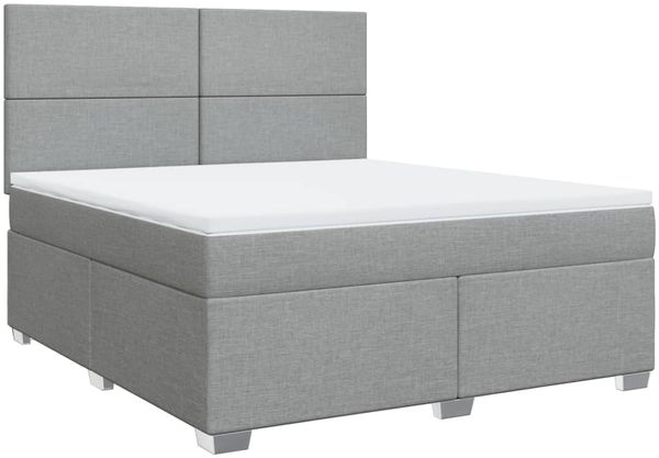 vidaXL Boxspringbett mit Matratze Hellgrau 180x200 cm Stoff 3292860 Bild 3
