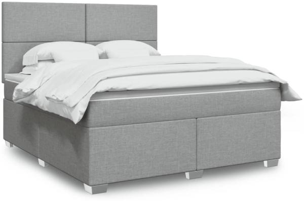 vidaXL Boxspringbett mit Matratze Hellgrau 180x200 cm Stoff 3292860