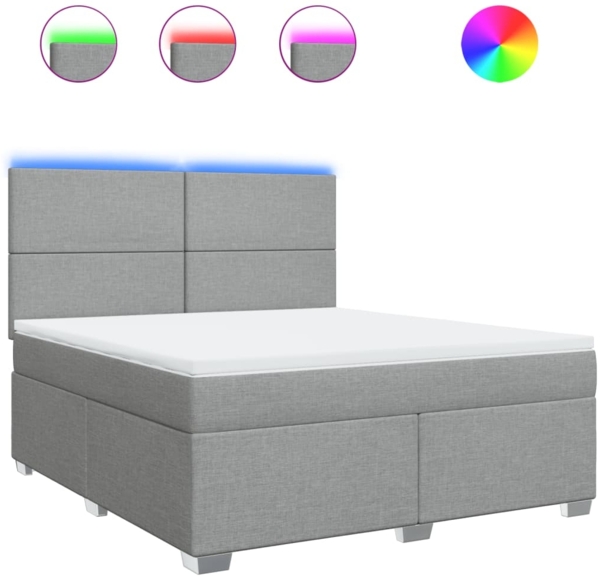 vidaXL Boxspringbett mit Matratze Hellgrau 180x200 cm Stoff 3292860