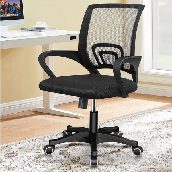 oyajia Bürostuhl Höhenverstellbar Bürostuhl, Verchromten Fußkreuz, 360° drehbar stuhl, Ergonomischer Gepolsterte Chair, Atmungsaktiv, Wippfunktion 90°-105°