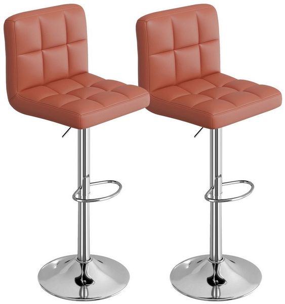 HawthyHome Barhocker Bistrohocker aus Kunstleder mit Rückenlehne und Fußstütze (2 St), Braun