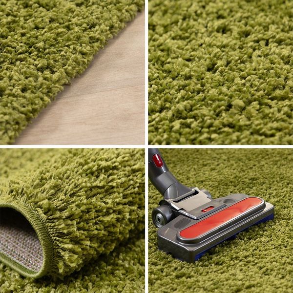 Carpettex 'Unicolor' Hochflor-Teppich, Höhe: 30 mm, Shaggy Langflor, Grün, 80 cm (Rund)