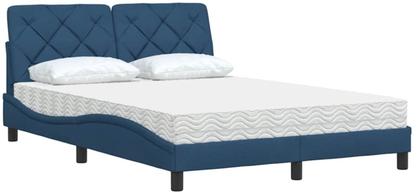 vidaXL Bett mit Matratze Blau 140x190 cm Stoff 3310740 Bild 3