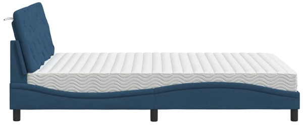 vidaXL Bett mit Matratze Blau 140x190 cm Stoff 3310740 Bild 5