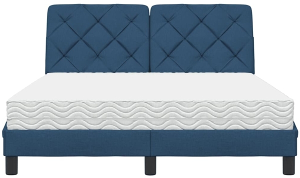 vidaXL Bett mit Matratze Blau 140x190 cm Stoff 3310740 Bild 4