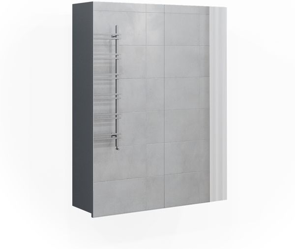 Badspiegelschrank Fredd Anthrazit Hochglanz 60 x 77 cm Vicco