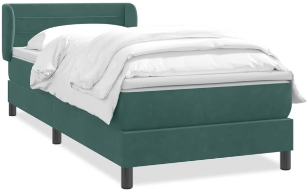 vidaXL Boxspringbett mit Matratze Dunkelgrün 80x220 cm Samt 3317634