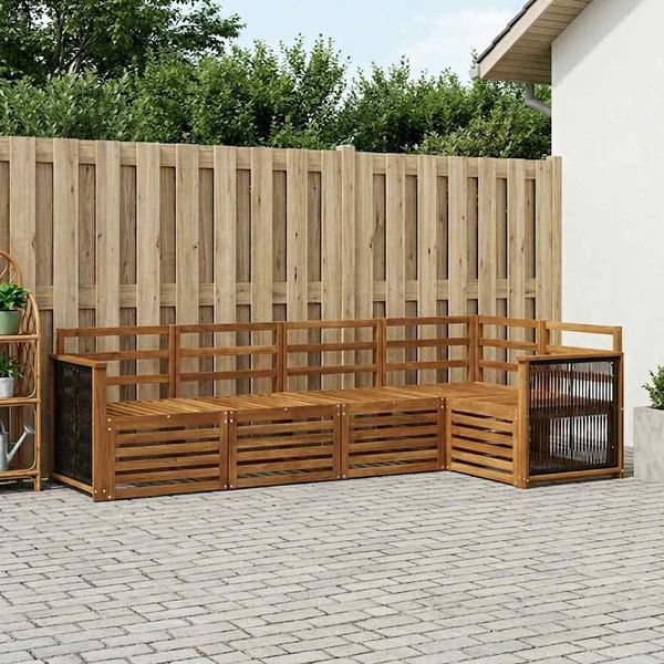 vidaXL Ecksofa Set 4 pcs Natur Massivholz Akazie 3384350