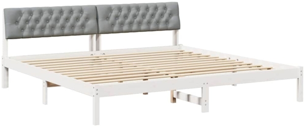 vidaXL Bettgestell Weiß und Hellgrau 200 x 200 cm Massivholz Kiefer 3394342