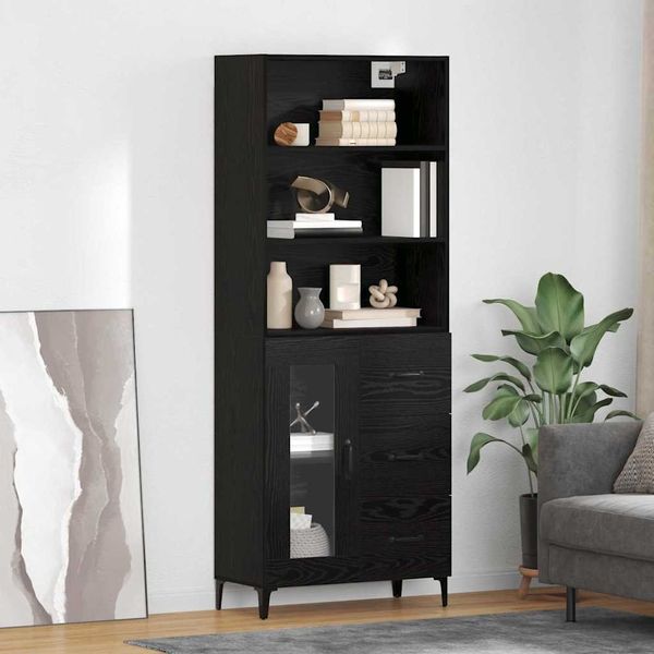 vidaXL Highboard Schwarz Eichen-Optik 69,5 x 34 x 180 cm Holzwerkstoff 3416101