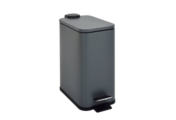 SVITA Mülleimer ST5, Treteimer, Softclose-Funktion, 5L, Stahl pulverbeschichtet, Grau