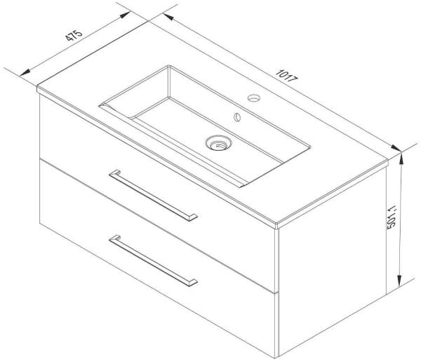 FACKELMANN B.PERFEKT Waschbecken mit Unterschrank 103 cm breit, Weiß, Waschbecken Keramik Weiß