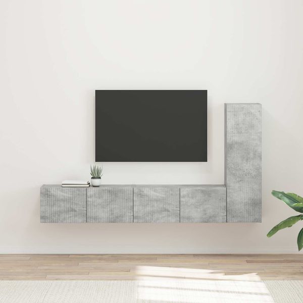 vidaXL TV-Schrankset Wandmontiert 3 pcs Beton Grau Holzwerkstoff 3408991