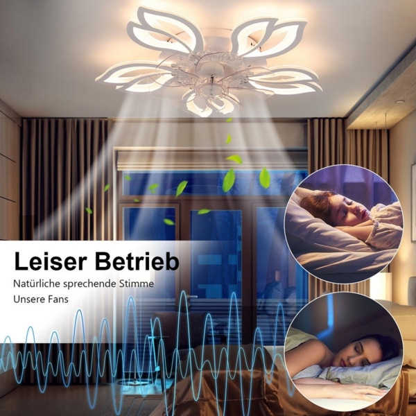 oyajia LED Deckenleuchte 60W Moderne LED-Deckenleuchte mit Lüfter, LED Deckenventilator, LED fest integriert, Kaltweiß/Naturweiß/Warmweiß, 3-Farbwechsel und 3 Geschwindigkeiten,Regelung der Innentemperatur Bild 3