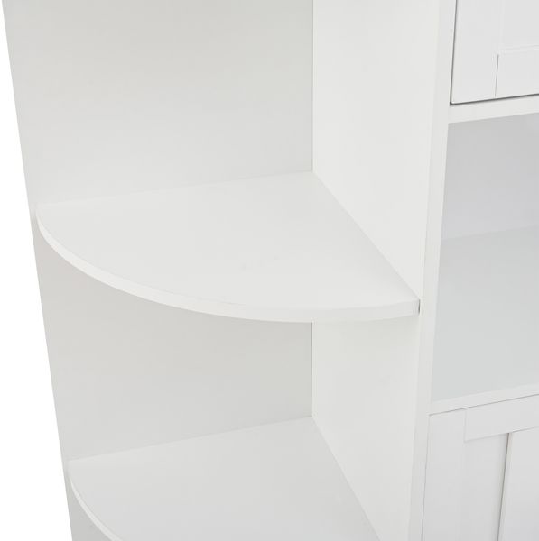 Sideboard Eckschrank 104x35x155 cm, 3 Schränke + 2 Schubladen, 6 offene Fächer, weiß, verstellbare Einlegeböden Bild 10