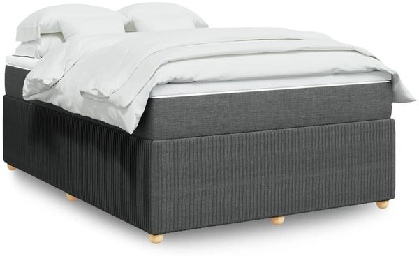 vidaXL Boxspringbett mit Matratze Dunkelgrau 140x200 cm Stoff 3285575