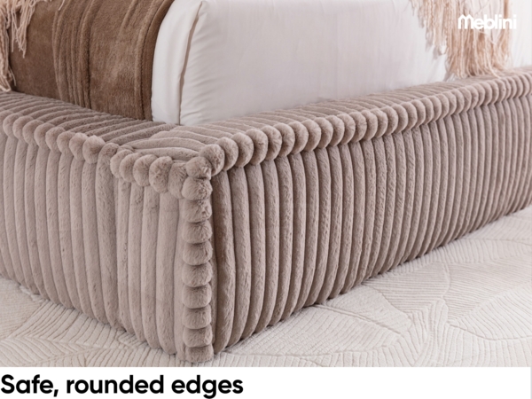 MEBLINI Polsterbett 200x200 mit Lattenrost mit Matratze - MESUT - Hellgrau Cordstoff - Bubble Bett - Cloud Bett - Marshmallow Bed - Kopfteil Bett mit Stauraum Bild 3