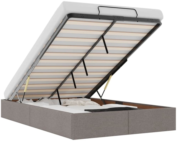 vidaXL Ottoman-Bett ohne Matratze Taupe 120x200 cm Stoff 3310872