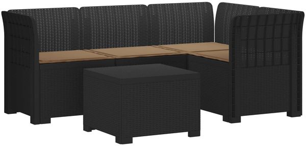 vidaXL 4-Sitzer Garten Sofa mit Kissen Rattan Look PP Anthrazit 3444000