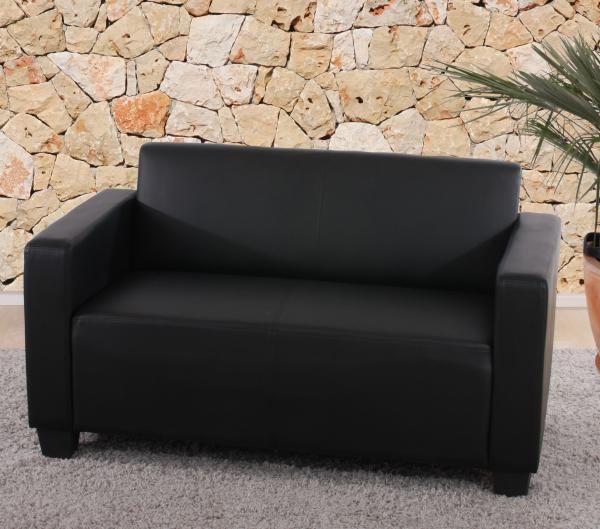 Modular 2er Sofa Couch Lyon Loungesofa Kunstleder 136cm ~ schwarz
