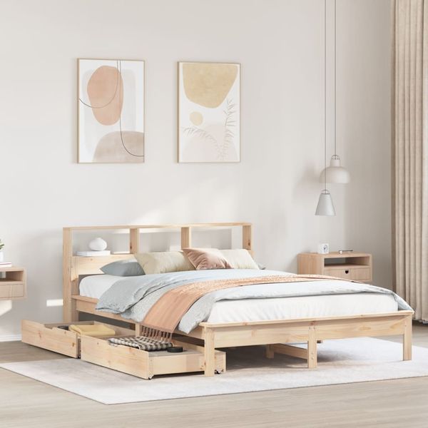 vidaXL Massivholzbett mit Regal ohne Matratze 120x190 cm Kiefer 3309827