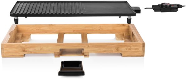 Setpoint Elektro Tischgrill XL Bambus & Grillzange, Fettauffangschale, 2200Watt, 51x25cm Bild 6