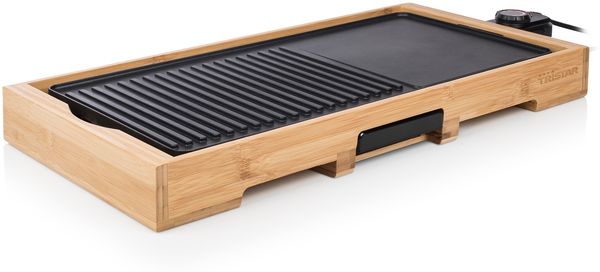 Setpoint Elektro Tischgrill XL Bambus & Grillzange, Fettauffangschale, 2200Watt, 51x25cm Bild 5