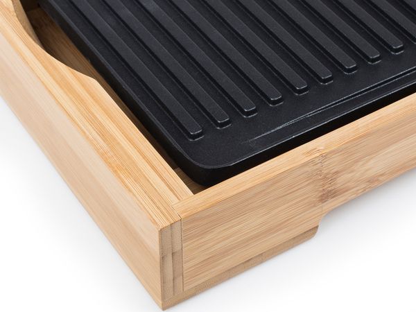 Setpoint Elektro Tischgrill XL Bambus & Grillzange, Fettauffangschale, 2200Watt, 51x25cm Bild 7