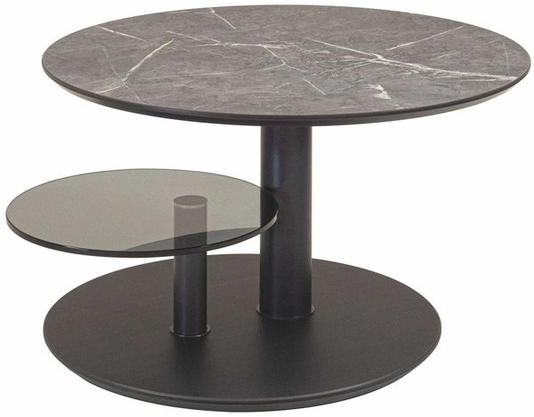 Couchtisch höhenverstellbar Corey 75x47x75 MDF Anthrazit/Marble Grigio