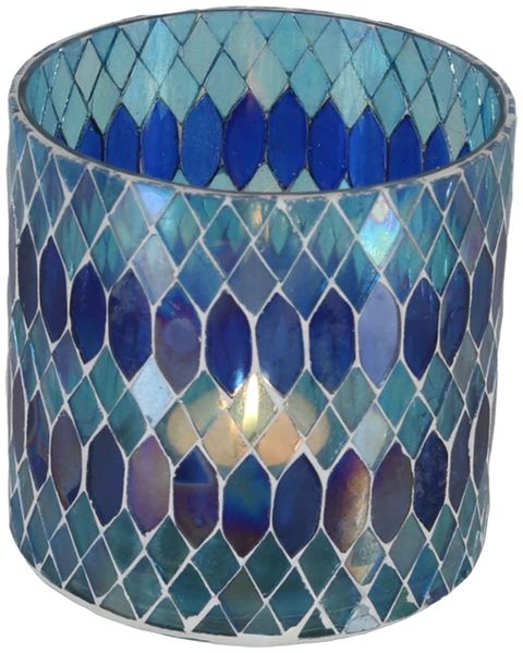 Marokkanisches Mosaik Windlicht Rayan Dunkelblau 2 er Set