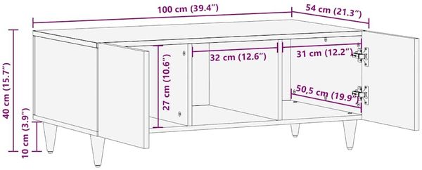vidaXL Couchtisch 100 x 54 x 40 cm Massivholz Mango 4018892 Bild 11