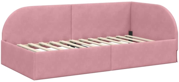 vidaXL Eckbettgestell mit Kopfteil Rosa 90x190 cm Stoff 42016639