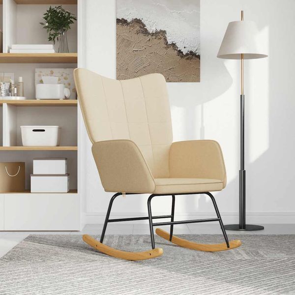 Schaukelstuhl Creme Stoff [328009]