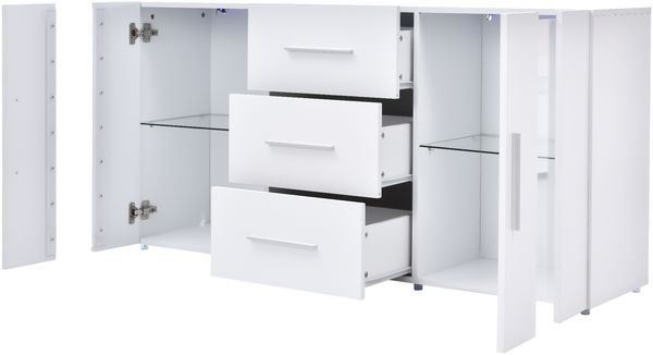 Merax Sideboard Kommode TV-Schrank, Lowboard, mit 16 Farben LED-Leuchten für Esszimmer Wohnzimmer,140*35*70cm Bild 5