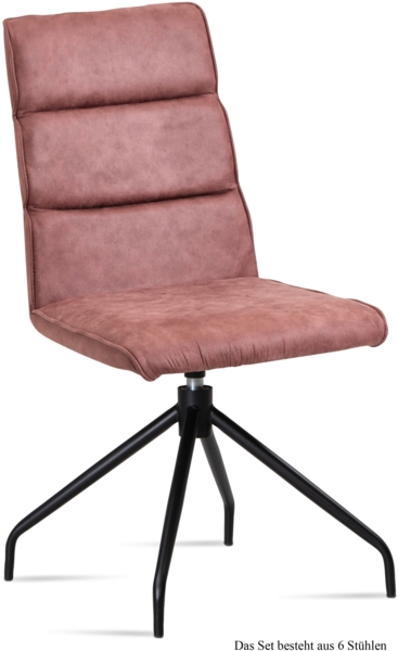 Esszimmerstuhl drehbar (6er-Set) Domini 47x92x60 Schwarz/Rosewood