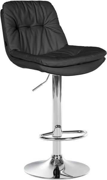 Barhocker MITUN - Kunstleder Schwarz 46x54x92 cm Silber | Barstuhl Höhenverstellbar Mit Lehne Drehbar Tresenhocker Tresenstuhl Kneipenhocker