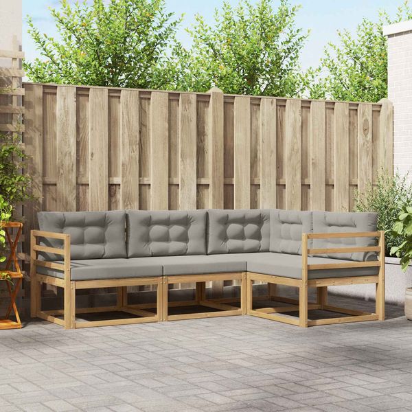 vidaXL Outdoor-Sofagarnitur 3 pcs Weiß und Hellgrau Polyester 3386360