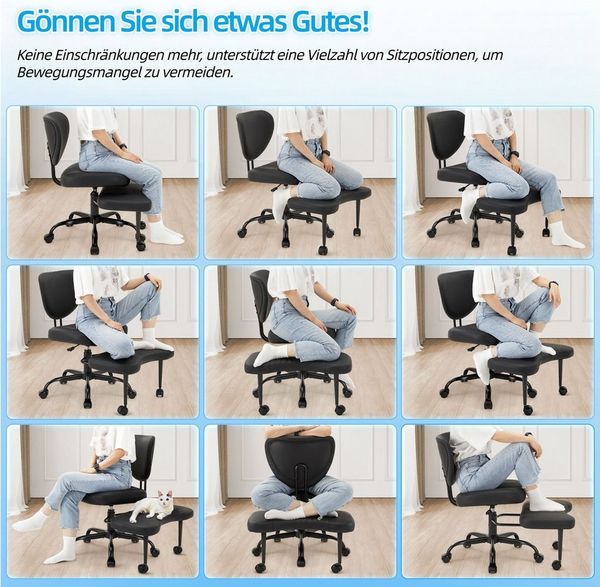 IWMH Bürostuhl mit Fußstütze, ADHS-Schreibtischstuhl mit Rollon, Höhenverstellbar Drehstuhl mit Rückenlehne, Ergonomisch Gaming Stuhl Bild 3