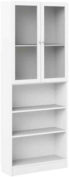 Dmora Bücherregal Chedeng, Büroregal, Mobiler Buchhalter, Bücherbrett, 79x28 h203 cm, Weiß